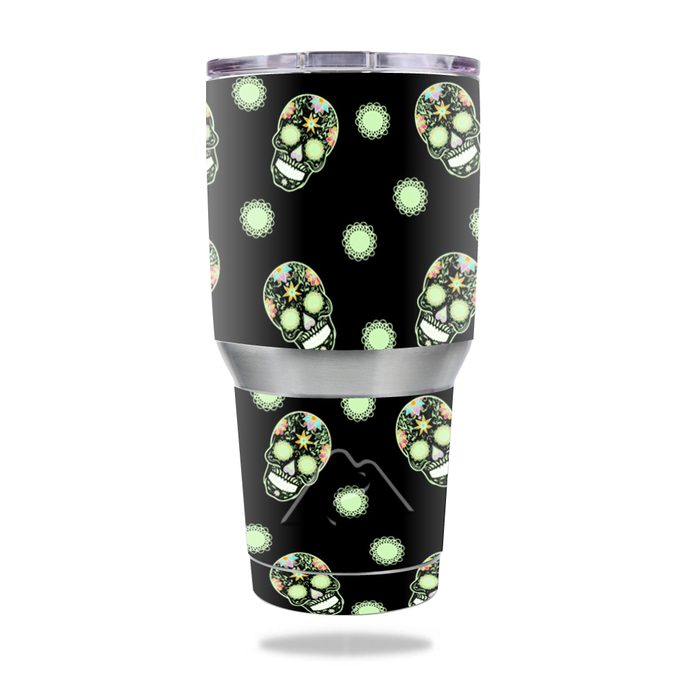 Picture of MightySkins OZTUM30-Glowing Skulls Skin Compatible with Ozark Trail 30 oz Tumbler Wrap Cover Sticker - Glowing Skulls