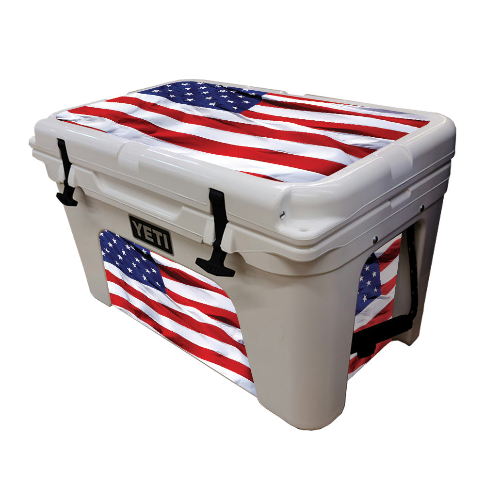 YETUND45-American Flag Skin Compatible with YETI Tundra 45 qt. Cooler Wrap Cover Sticker - American Flag -  MightySkins