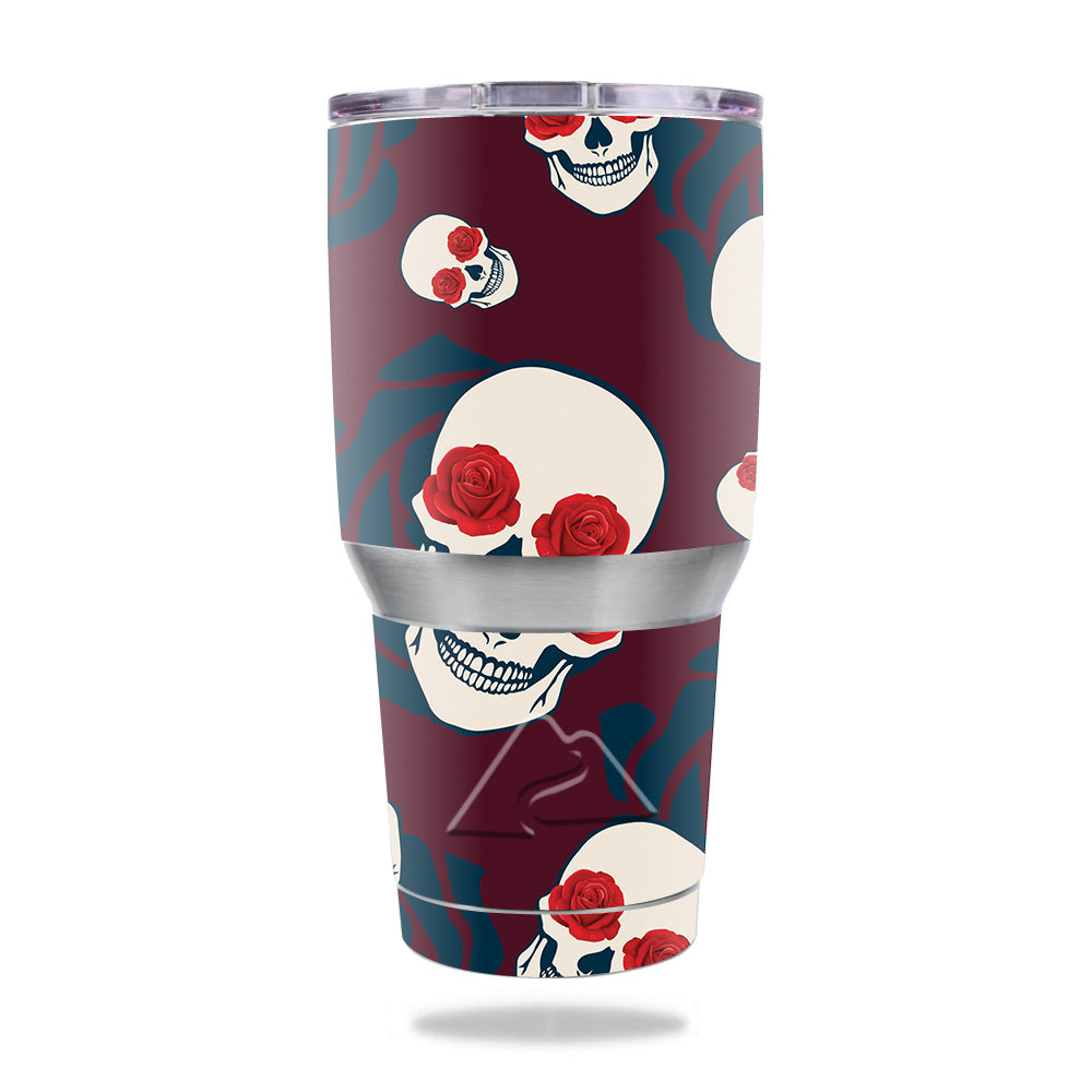 Picture of MightySkins OZTUM30-Skulls N Roses Skin Compatible with Ozark Trail 30 oz Tumbler - Skulls N Roses