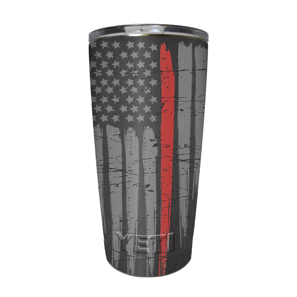 Picture of MightySkins YERAM20-Thin Red Line Skin Compatible with Yeti 20 oz Tumbler - Thin Red Line