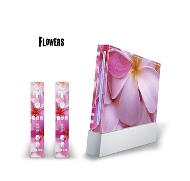 WII-Flowers Skin Decal Skin Compatible with Nintendo Wii Console Plus Two Wiimote Controllers Sticker - Flowers