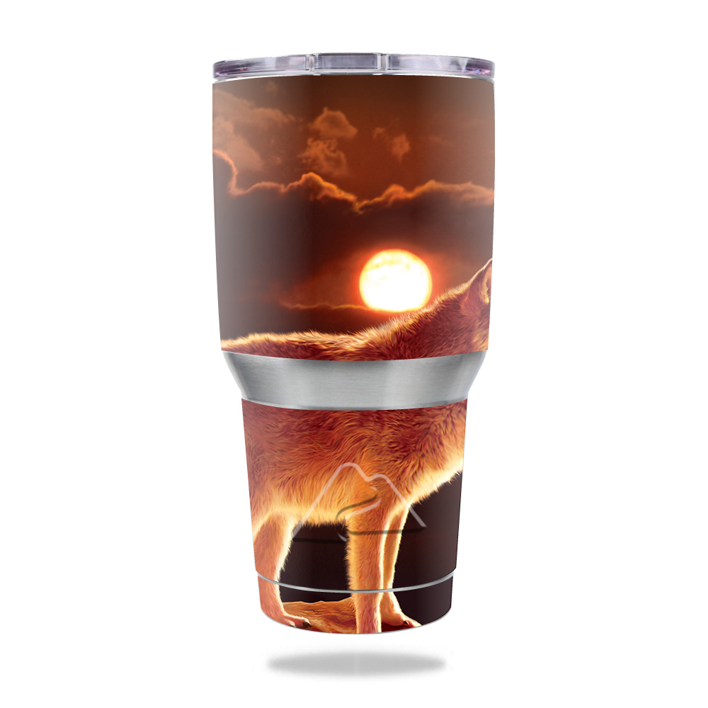 Picture of MightySkins OZTUM30-Sunset Wolf Skin for Ozark Trail 30 oz Tumbler - Sunset Wolf
