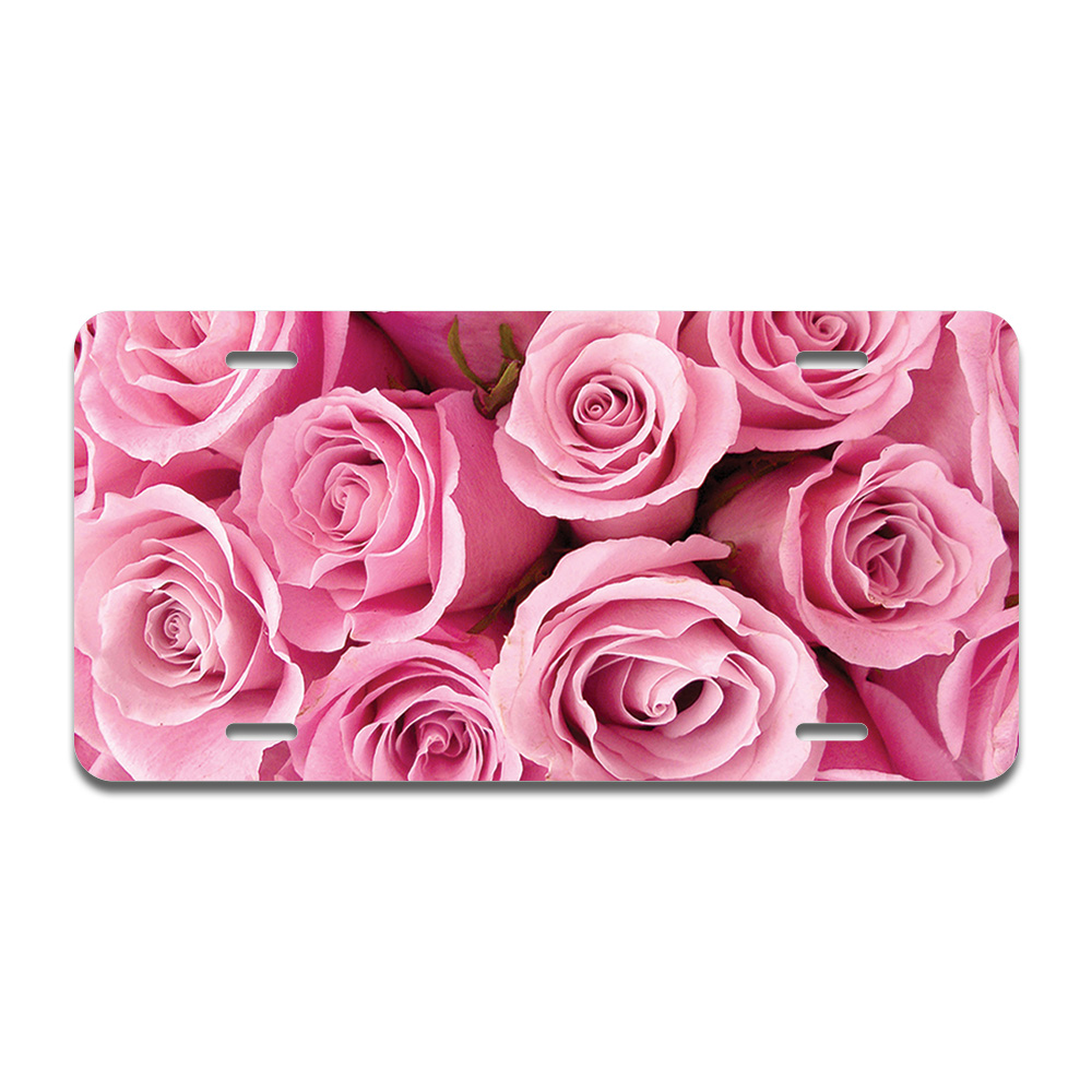 A-LP-03-433 Pink Roses Aluminum License Plate -  SignMission