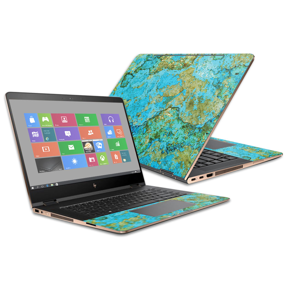 HPS360CO15-Teal Marble Skin Compatible with HP Spectre x360 Convertible 15.6 in. 2017 - Teal Marble -  MightySkins