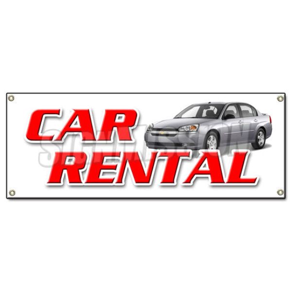 Car Rental Banner Sign - Auto Rent Daily Weekly Automobile Low Rate One Way -  Amistad, AM3936831