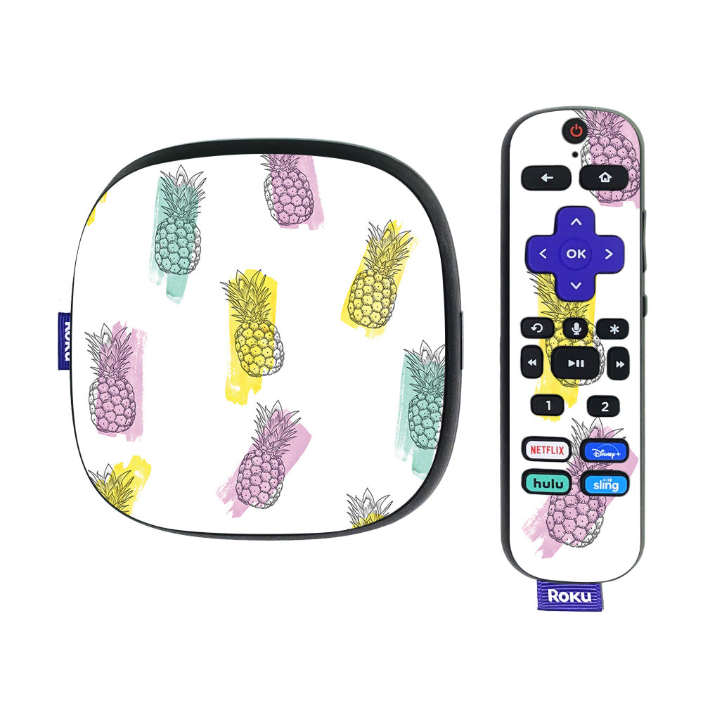 ROUL4K20-Funky Pineapples Skin Compatible with Roku Ultra HDR 4K Streaming Media Player 2020 of Skin - Funky Pineapples -  MightySkins