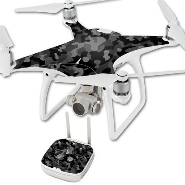 DJPHAN4-Black Camo Skin Compatible with DJI Phantom 4 Quadcopter Drone Wrap Cover Sticker - Black Camo -  MightySkins