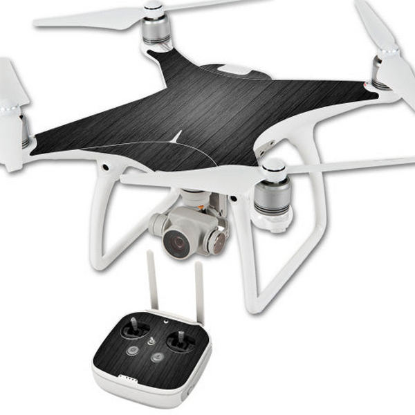 DJPHAN4-Black Wood Skin Compatible with DJI Phantom 4 Quadcopter Drone Wrap Cover Sticker - Black Wood -  MightySkins