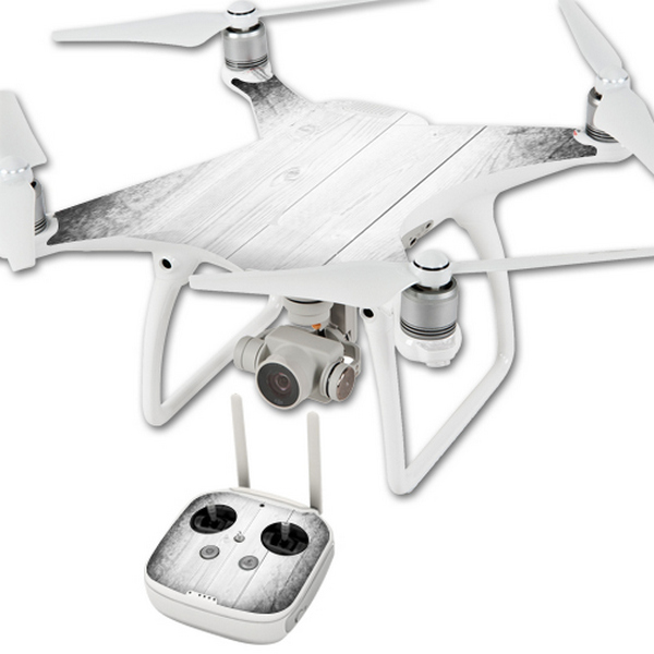 DJPHAN4-White Wood Skin Compatible with DJI Phantom 4 Quadcopter Drone Wrap Cover Sticker - White Wood -  MightySkins