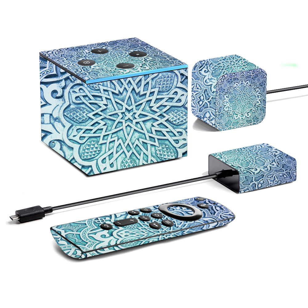 Picture of MightySkins AMFITVCU19-Carved Blue Skin for Amazon Fire TV Cube 2019 - Carved Blue