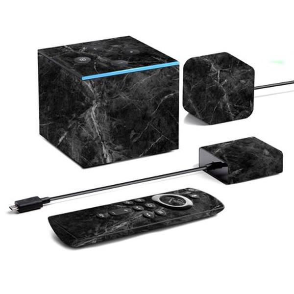 Picture of MightySkins AMFITVCU19-Black Marble Skin for Amazon Fire TV Cube 2019 - Black Marble