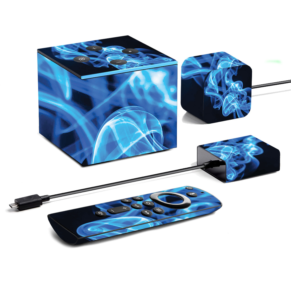 Picture of MightySkins AMFITVCU19-Blue Flames Skin for Amazon Fire TV Cube 2019 - Blue Flames