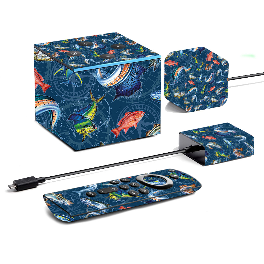 Picture of MightySkins AMFITVCU19-Saltwater Compass Skin for Amazon Fire TV Cube 2019 - Saltwater Compass