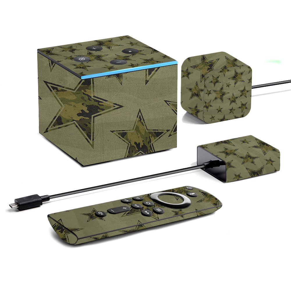Picture of MightySkins AMFITVCU19-Army Star Skin for Amazon Fire TV Cube 2019 - Army Star