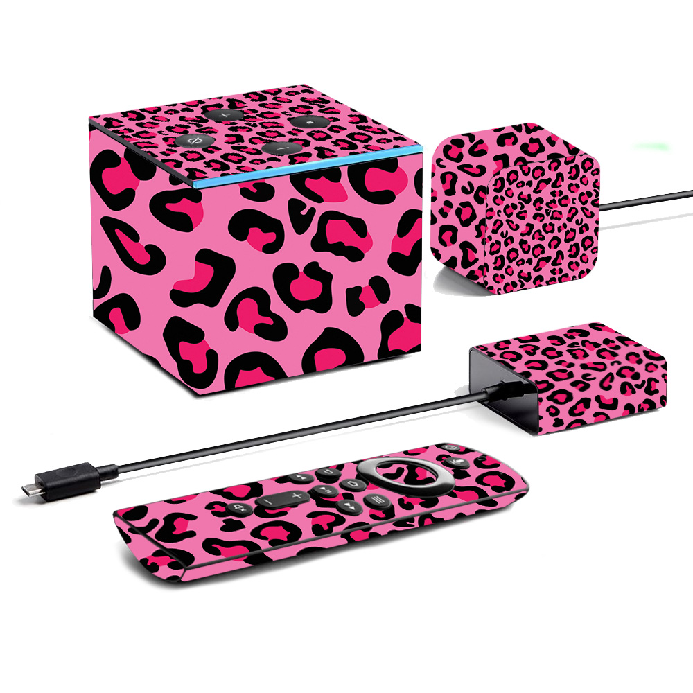 Picture of MightySkins AMFITVCU19-Pink Leopard Skin for Amazon Fire TV Cube 2019 - Pink Leopard