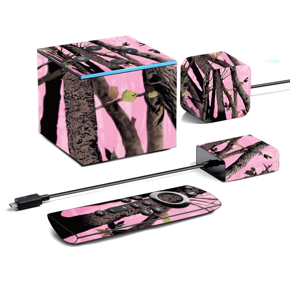 Picture of MightySkins AMFITVCU19-Pink Tree Camo Skin for Amazon Fire TV Cube 2019 - Pink Tree Camo