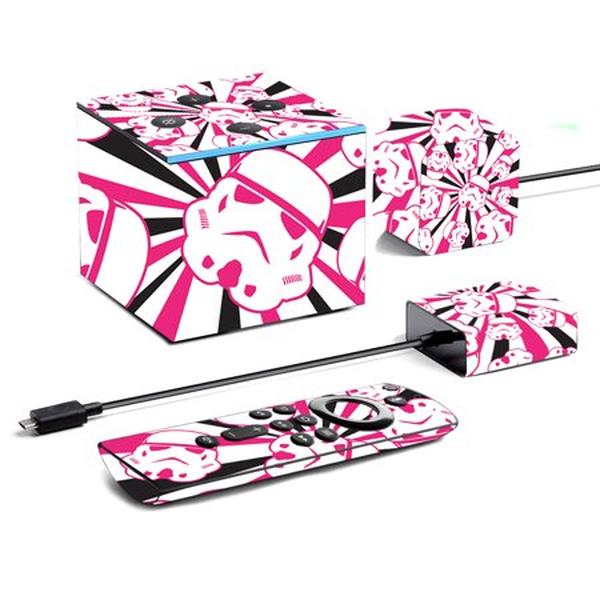 Picture of MightySkins AMFITVCU19-Pink Trooper Storm Skin for Amazon Fire TV Cube 2019 - Pink Trooper Storm