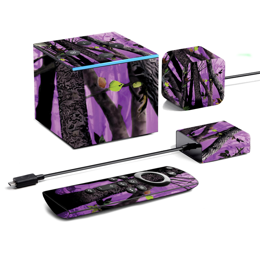 Picture of MightySkins AMFITVCU19-Purple Tree Camo Skin for Amazon Fire TV Cube 2019 - Purple Tree Camo
