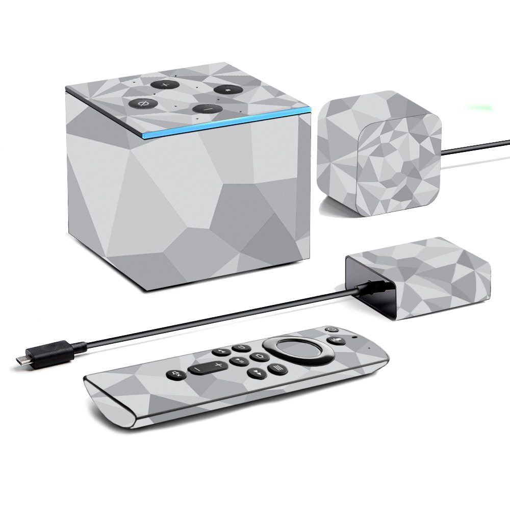 Picture of MightySkins AMFITVCU19-Gray Polygon Skin for Amazon Fire TV Cube 2019 - Gray Polygon