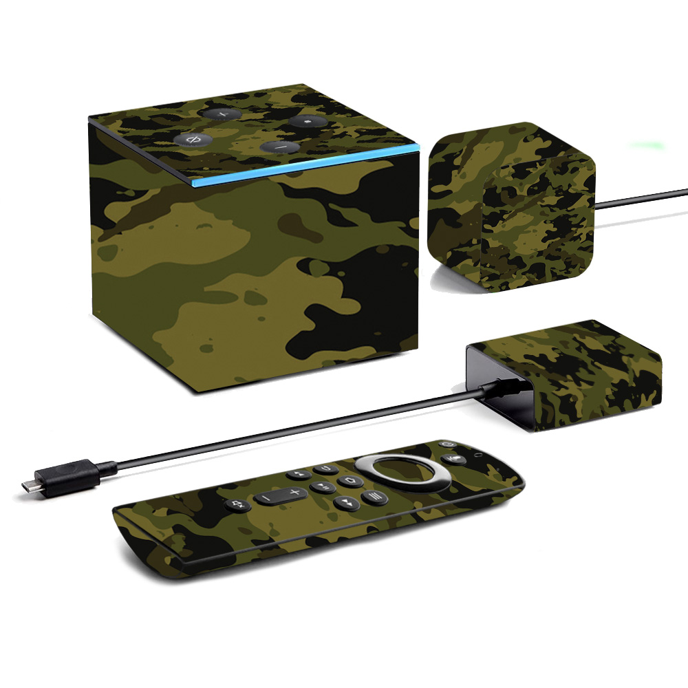 Picture of MightySkins AMFITVCU19-Green Camouflage Skin for Amazon Fire TV Cube 2019 - Green Camouflage