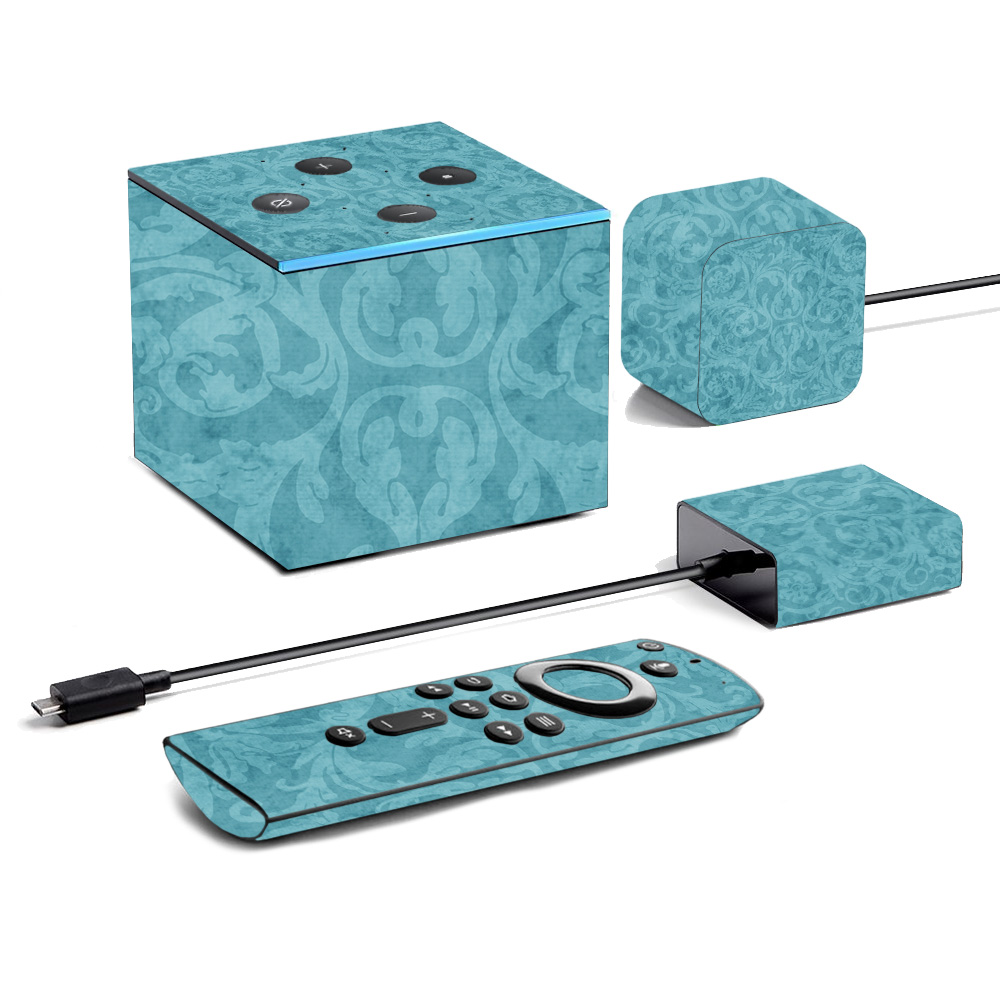 Picture of MightySkins AMFITVCU19-Baby Blue Jacquard Skin for Amazon Fire TV Cube 2019 - Baby Blue Jacquard