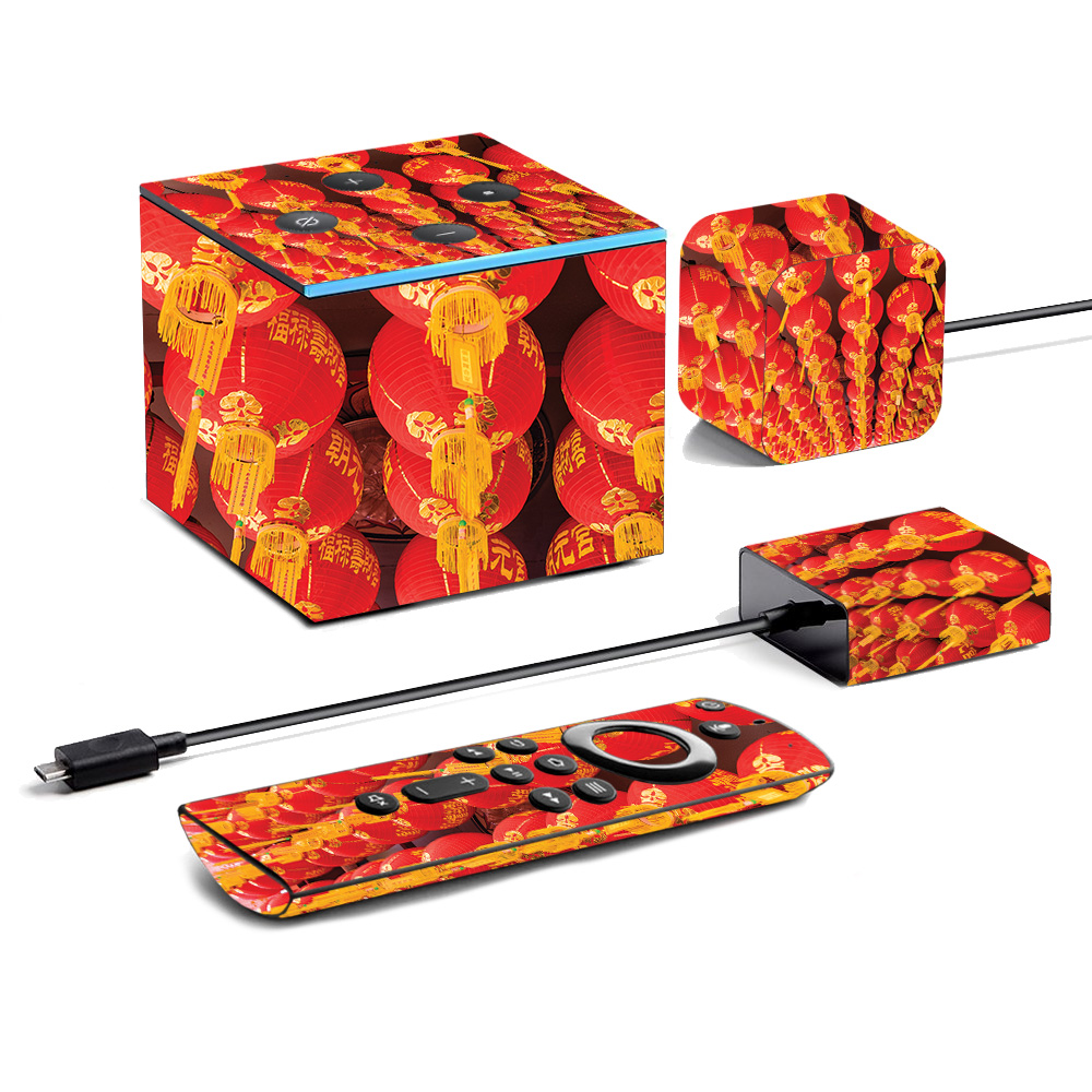 Picture of MightySkins AMFITVCU19-Chinese Lanterns Skin for Amazon Fire TV Cube 2019 - Chinese Lanterns