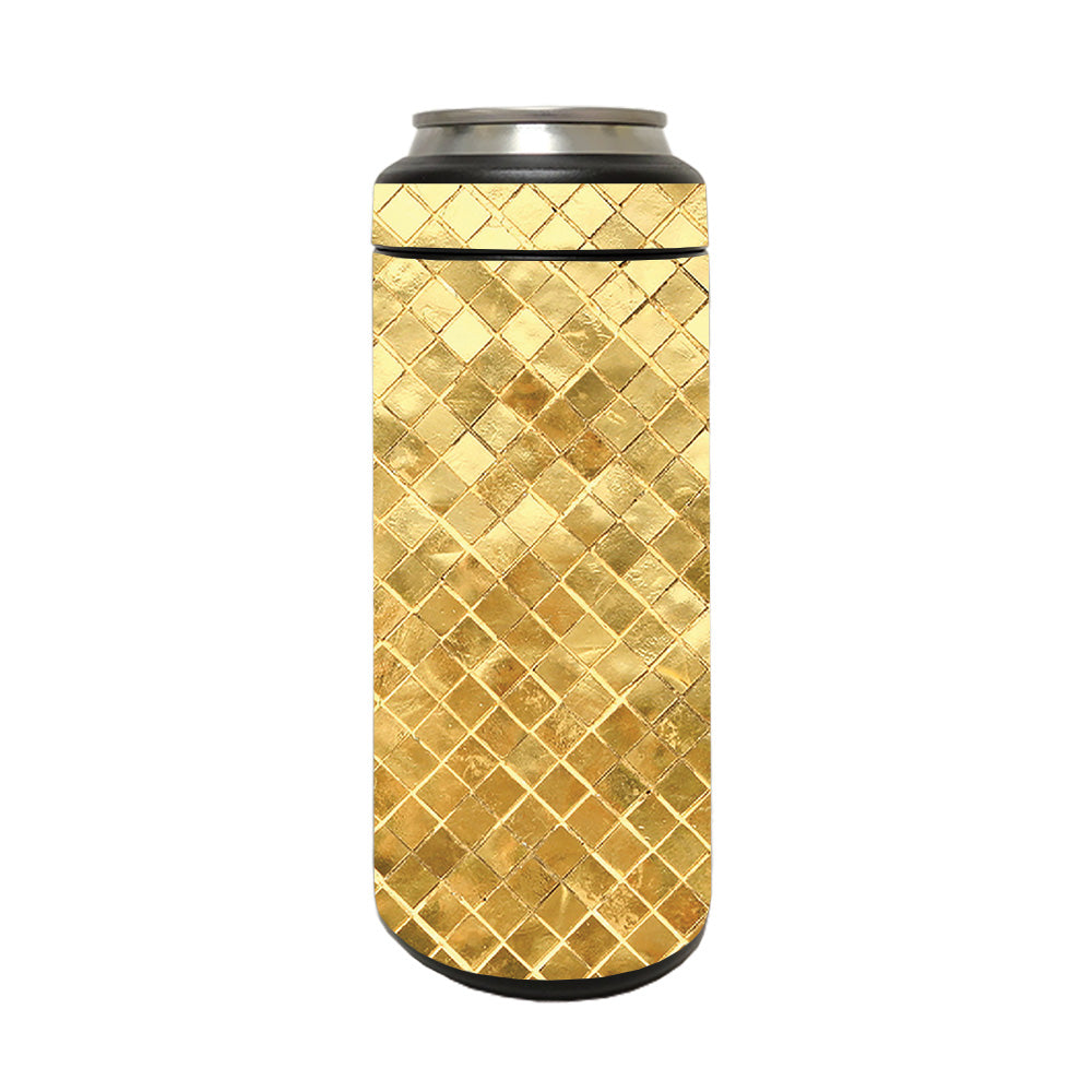 Picture of MightySkins YERM12COLSL-Gold Tiles Skin Compatible with YETI Rambler 12 oz Colster Slim Can - Gold Tiles