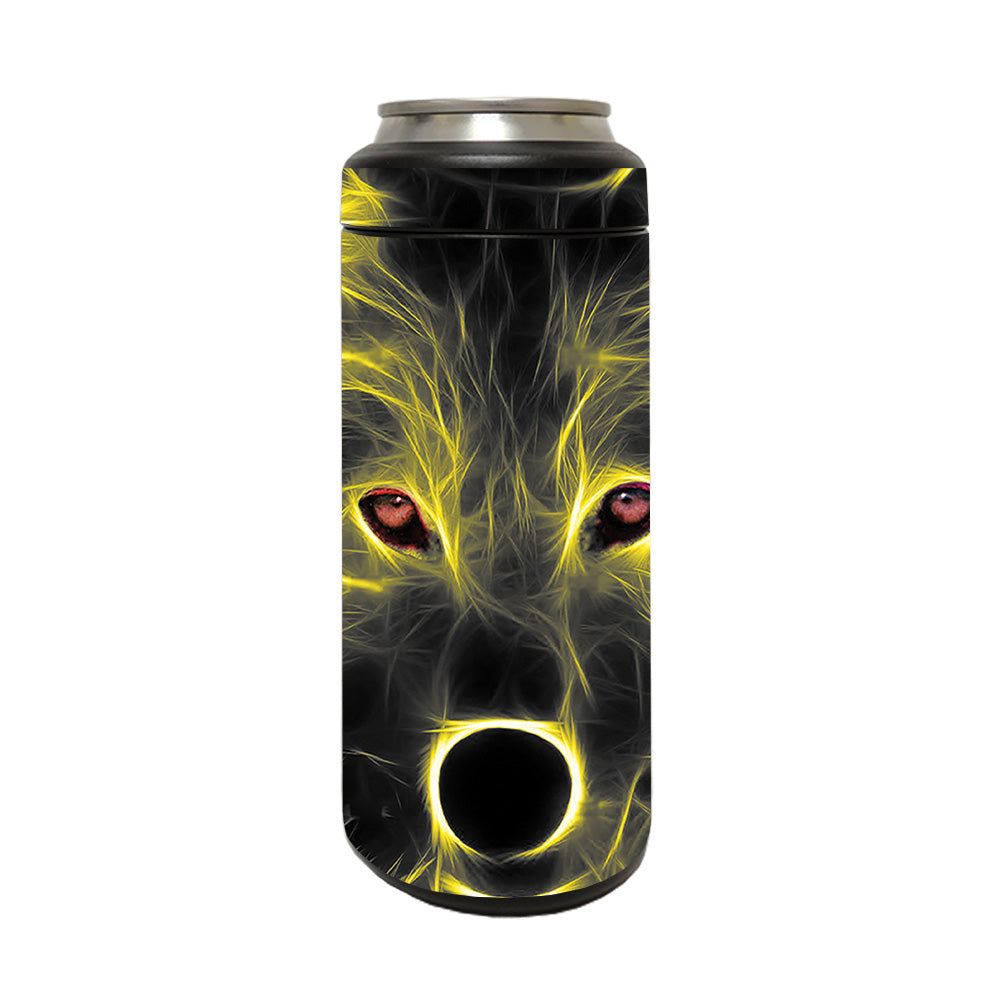 Picture of MightySkins YERM12COLSL-Neon Wolf Skin Compatible with YETI Rambler 12 oz Colster Slim Can - Neon Wolf