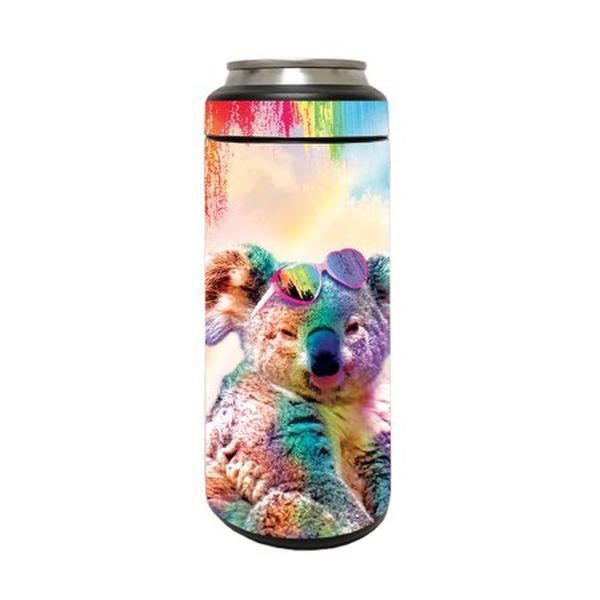 Picture of MightySkins YERM12COLSL-Rainbow Koala Carbon Fiber Skin Compatible with YETI Rambler 12 oz Colster Slim Can - Rainbow Koala