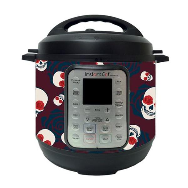 Picture of MightySkins INPTDO6QT-Skulls N Roses Skin Compatible with Instant Pot Duo Plus 6 qt. - Skulls N Roses