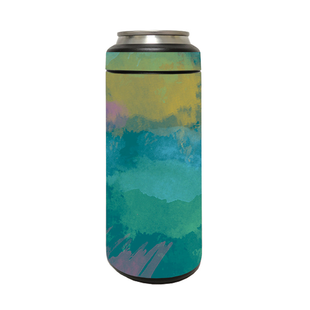 Picture of MightySkins YERM12COLSL-Watercolor Blue Skin Compatible with YETI Rambler 12 oz Colster Slim Can - Watercolor Blue