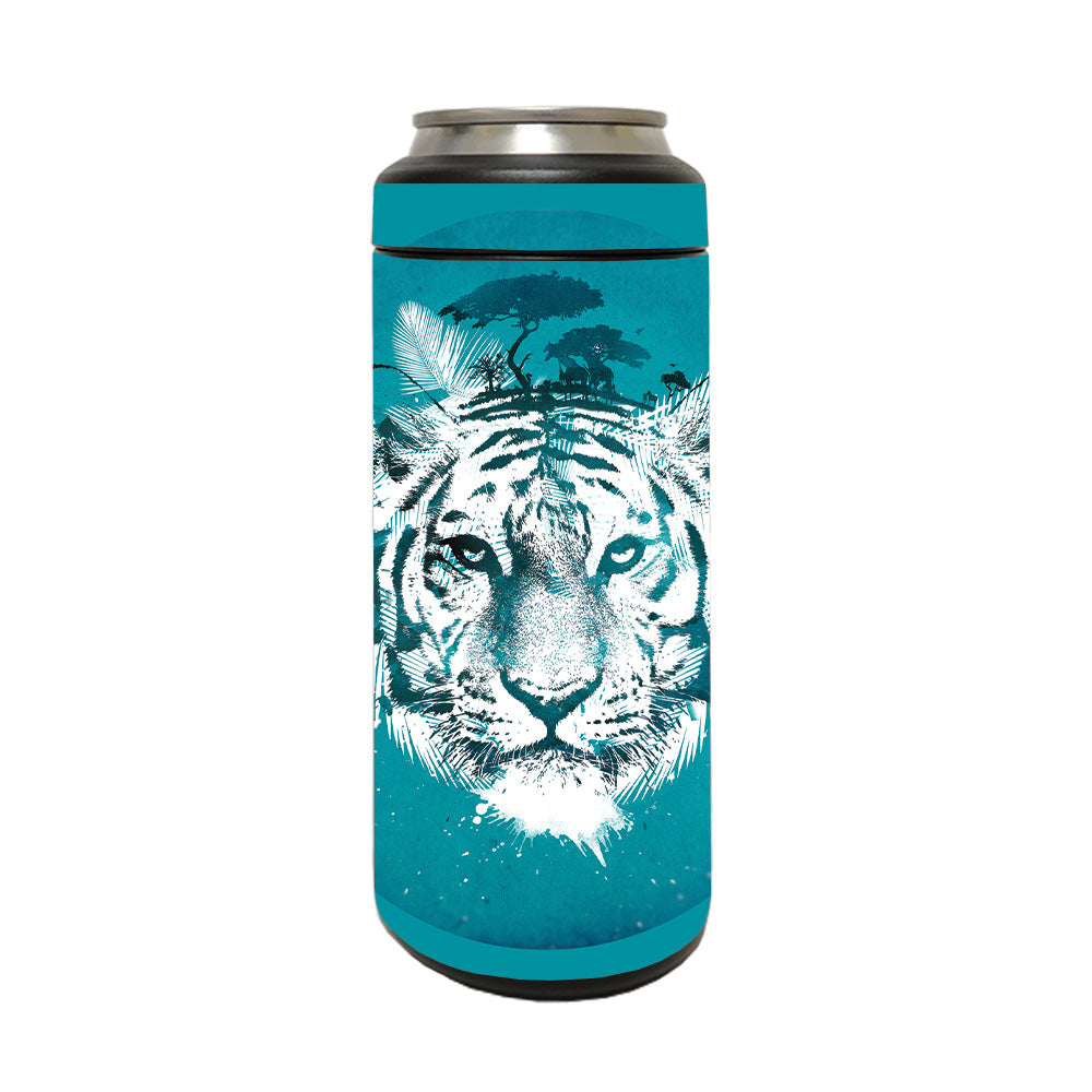 Picture of MightySkins YERM12COLSL-White Tiger Skin Compatible with YETI Rambler 12 oz Colster Slim Can - White Tiger