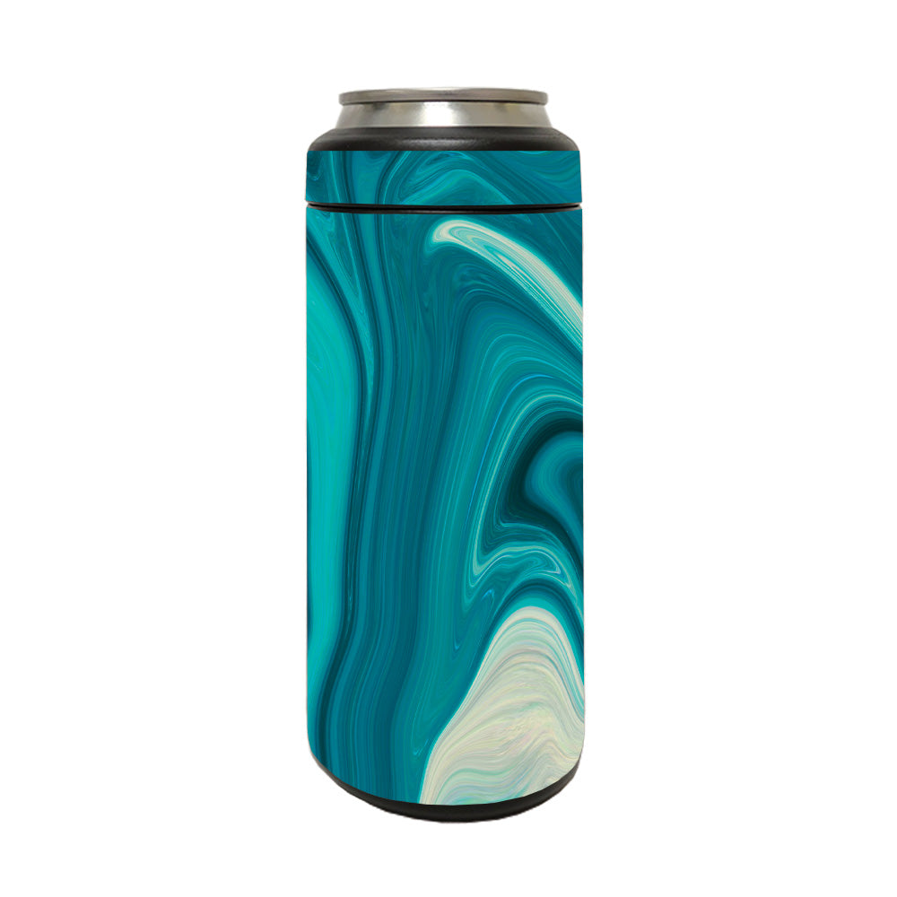 Picture of MightySkins YERM12COLSL-Aqua Swirl Skin Compatible with YETI Rambler 12 oz Colster Slim Can - Aqua Swirl