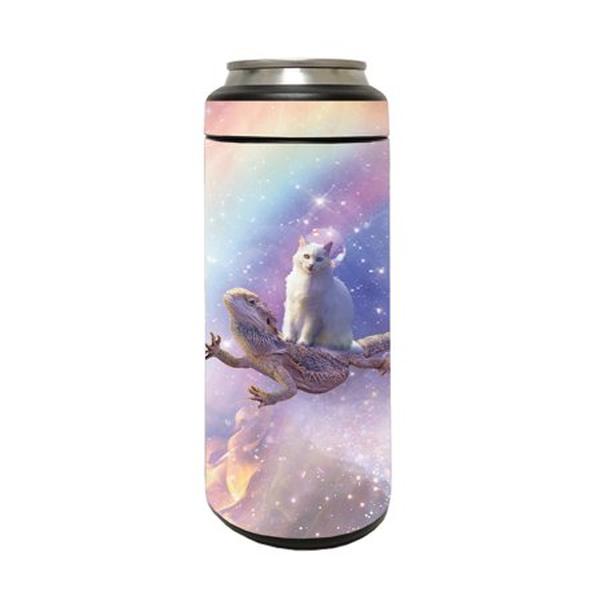 Picture of MightySkins YERM12COLSL-Cat Lizard Fantasy Carbon Fiber Skin Compatible with YETI Rambler 12 oz Colster Slim Can - Cat Lizard Fantasy