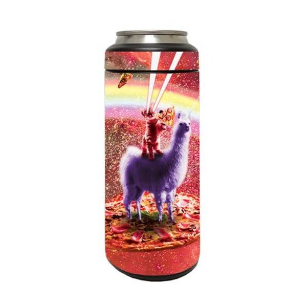 Picture of MightySkins YERM12COLSL-Cat Llama Pizza Carbon Fiber Skin Compatible with YETI Rambler 12 oz Colster Slim Can - Cat Llama Pizza