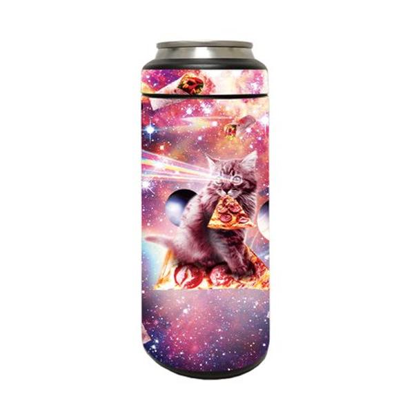 Picture of MightySkins YERM12COLSL-Cosmic Pizza Cat Carbon Fiber Skin Compatible with YETI Rambler 12 oz Colster Slim Can - Cosmic Pizza Cat