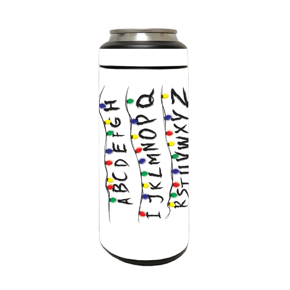 Picture of MightySkins YERM12COLSL-Stranger Alphabet Skin Compatible with YETI Rambler 12 oz Colster Slim Can - Stranger Alphabet