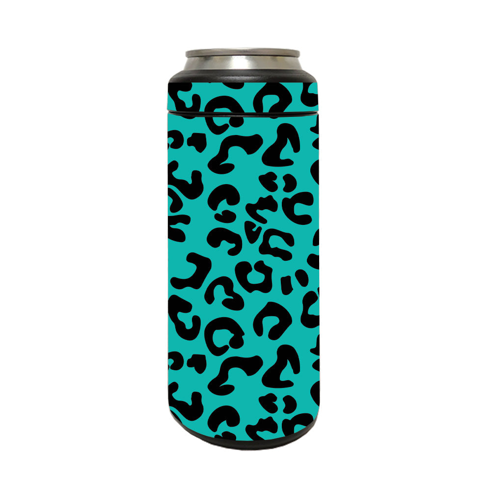 Picture of MightySkins YERM12COLSL-Teal Leopard Skin Compatible with YETI Rambler 12 oz Colster Slim Can - Teal Leopard