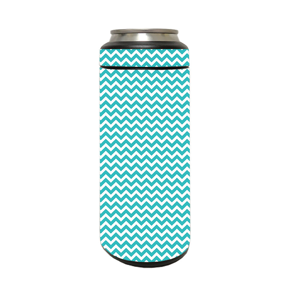 Picture of MightySkins YERM12COLSL-Turquoise Chevron Skin Compatible with YETI Rambler 12 oz Colster Slim Can - Turquoise Chevron