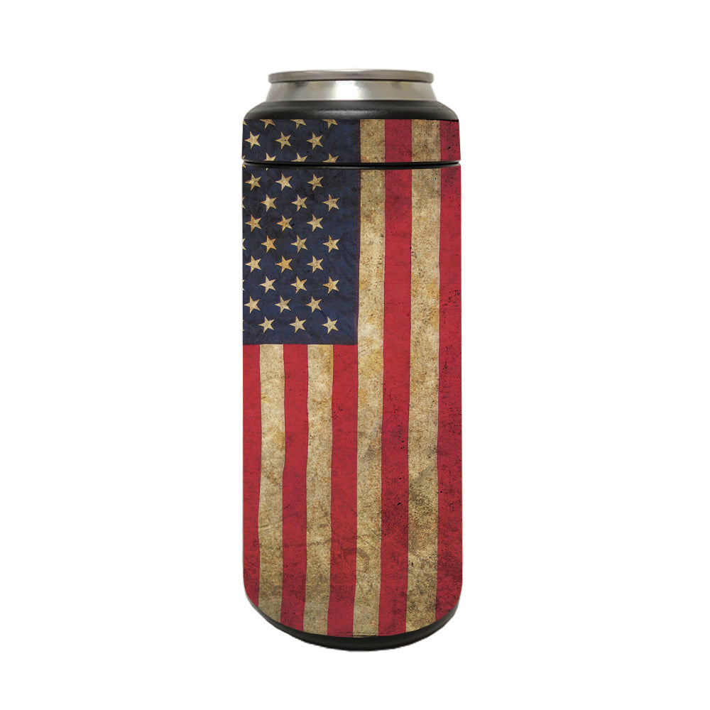 Picture of MightySkins YERM12COLSL-Vintage Flag Skin Compatible with YETI Rambler 12 oz Colster Slim Can - Vintage Flag