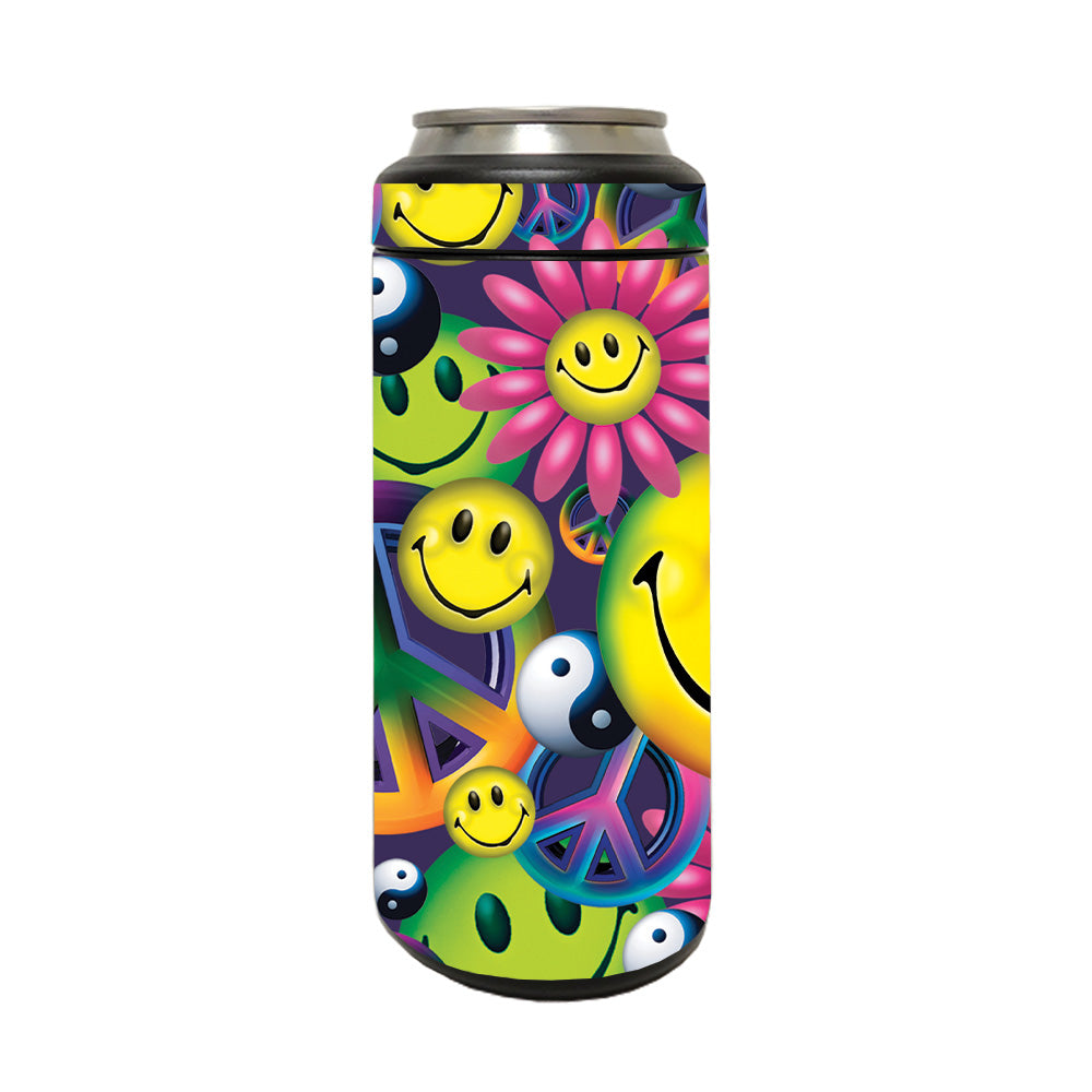 Picture of MightySkins YERM12COLSL-Peace Smile Skin Compatible with YETI Rambler 12 oz Colster Slim Can - Peace Smile