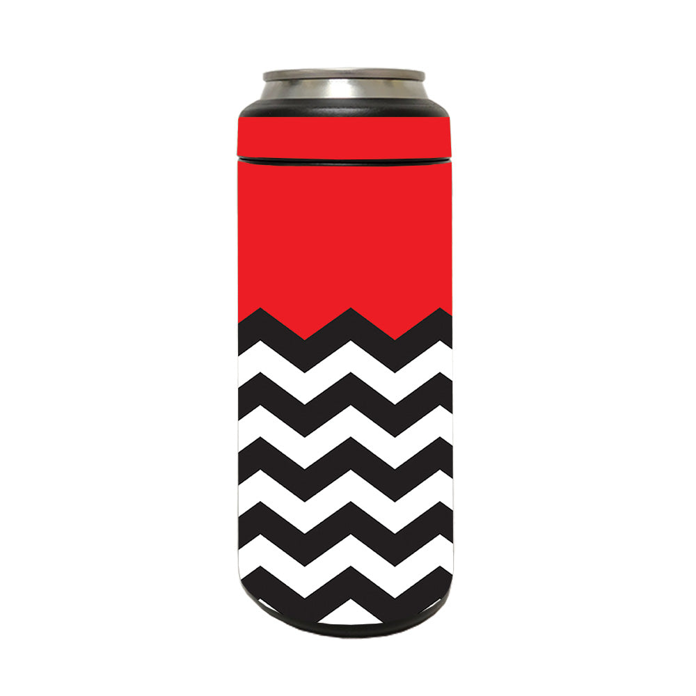 Picture of MightySkins YERM12COLSL-Red Chevron Skin Compatible with YETI Rambler 12 oz Colster Slim Can - Red Chevron