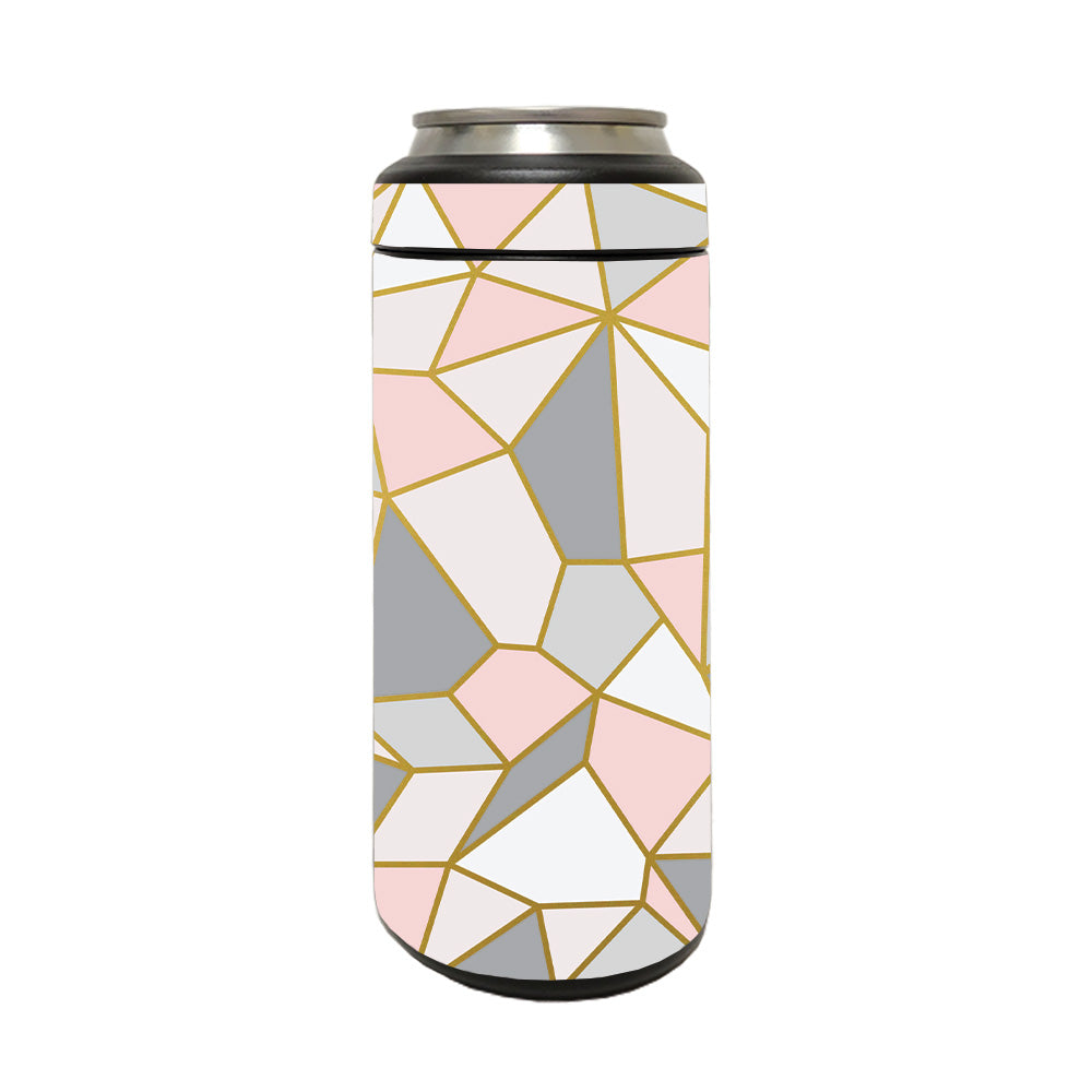 Picture of MightySkins YERM12COLSL-Rose Gold Polygon Skin Compatible with YETI Rambler 12 oz Colster Slim Can - Rose Gold Polygon