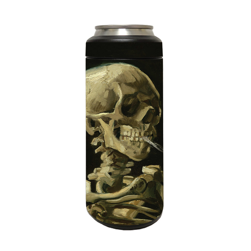 Picture of MightySkins YERM12COLSL-Skull With Cigarette Skin Compatible with YETI Rambler 12 oz Colster Slim Can - Skull with Cigarette