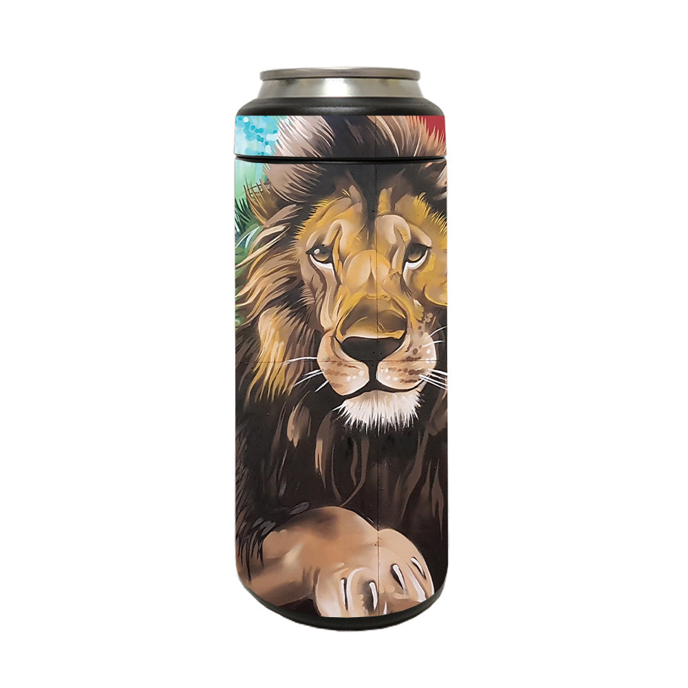 Picture of MightySkins YERM12COLSL-Split Lion Skin Compatible with YETI Rambler 12 oz Colster Slim Can - Split Lion
