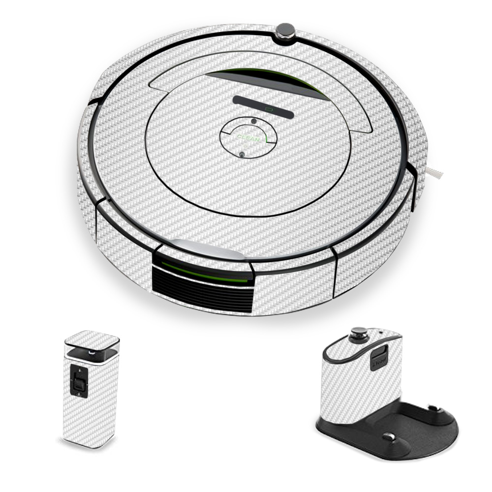Picture of MightySkins IRRO690-White Carbon Fiber Skin for iRobot Roomba 690 Robot Vacuum&#44; White Carbon Fiber