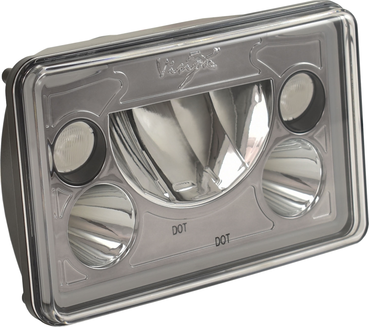 4 x 6 in. Single Rectangle VX Black & Chrome Face LED Headlight with Low-High-Halo -  PowerPlay, PO3942766