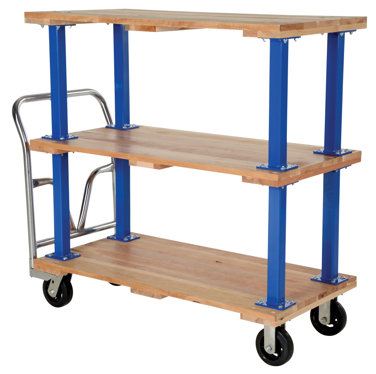 VHPT-TD-2448 24 x 48 in. Triple Deck Hardwood Platform Cart