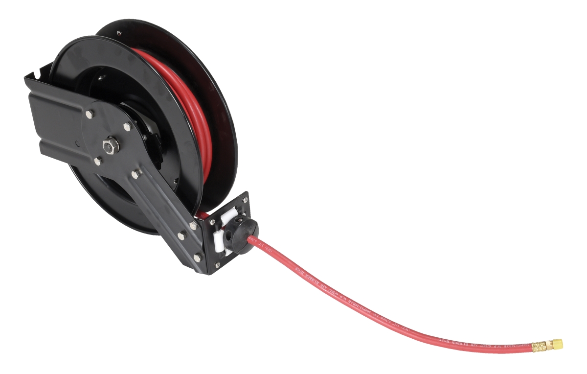 Spring Driven Hose Reel, 1/4" Hose Diameter, 20 ft. Length, 300 psi Max. Pressure
