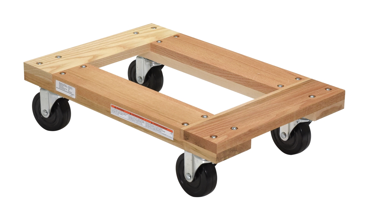 HDOF-1624-12-NM 16 x 24 in. Open Deck Hardwood Dolly with Non-Marking Caster - 1200 lbs